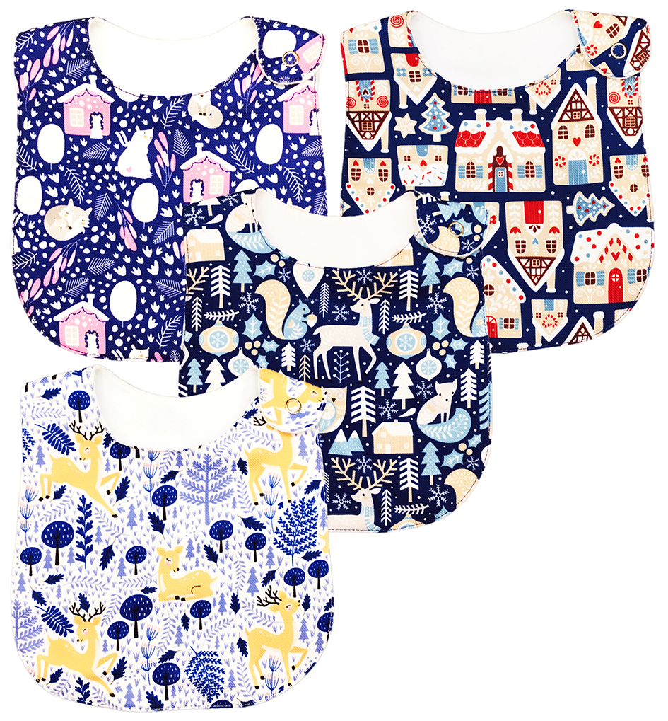 Foto 2 | Kit 4 Baberos para Bebé Luulu Navidad Azul Impermeable de Algodón Orgánico