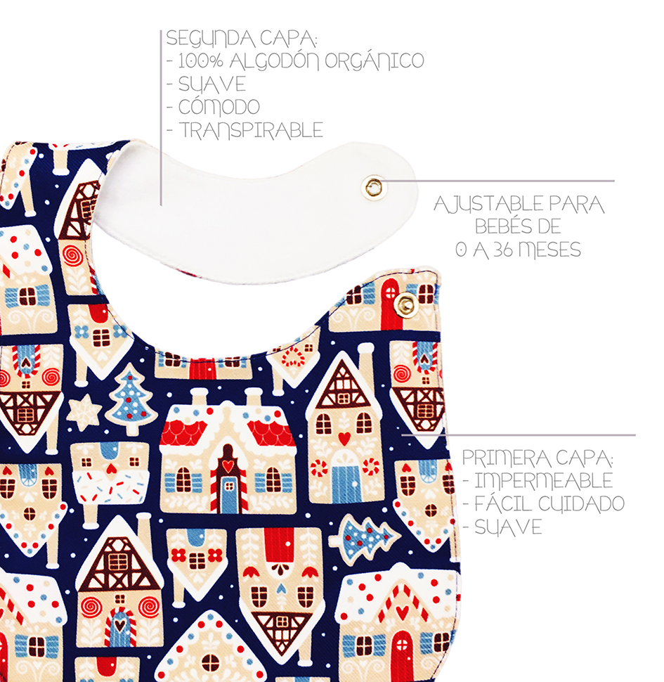 Foto 3 | Kit 4 Baberos para Bebé Luulu Navidad Azul Impermeable de Algodón Orgánico