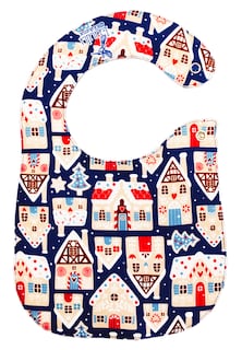 Foto 5 | Kit 4 Baberos para Bebé Luulu Navidad Azul Impermeable de Algodón Orgánico