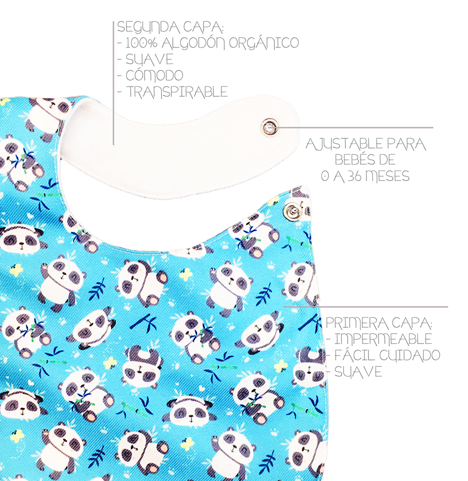 Foto 3 | Kit de Baberos Impermeables de Algodón Orgánico Luulu Selva 4 Piezas