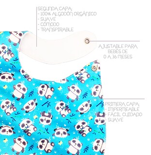 Foto 3 | Kit de Baberos Impermeables de Algodón Orgánico Luulu Selva 4 Piezas