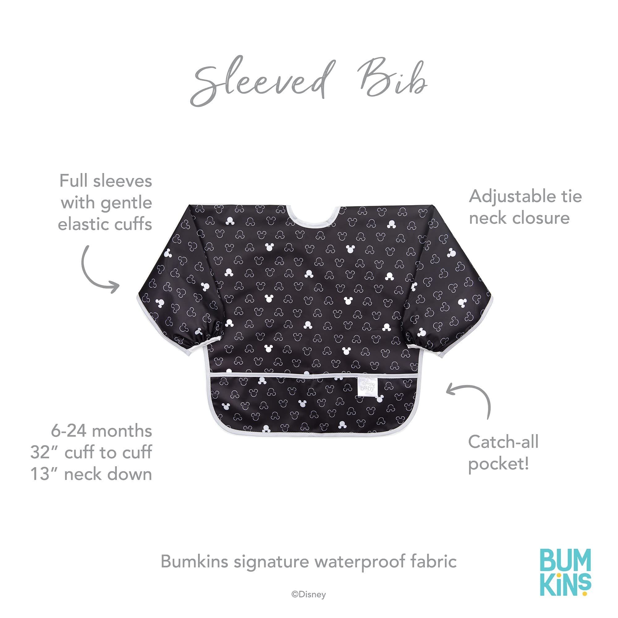 Foto 4 | Babero con Manga Mickey Mouse Impermeable para Bebe - Venta Internacional