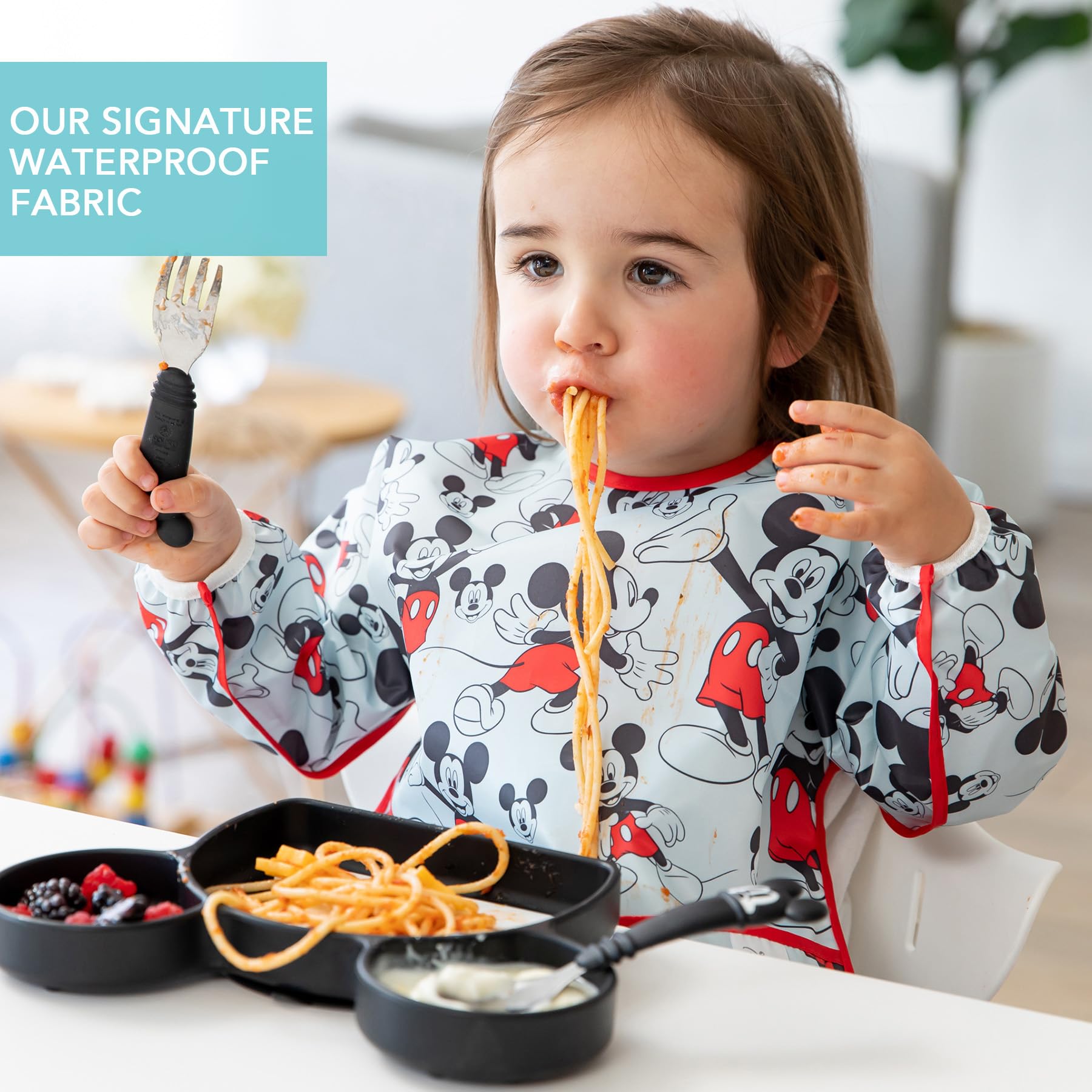 Foto 4 pulgar | Babero con Mangas Impermeable Mickey Mouse para Bebés - Venta Internacional