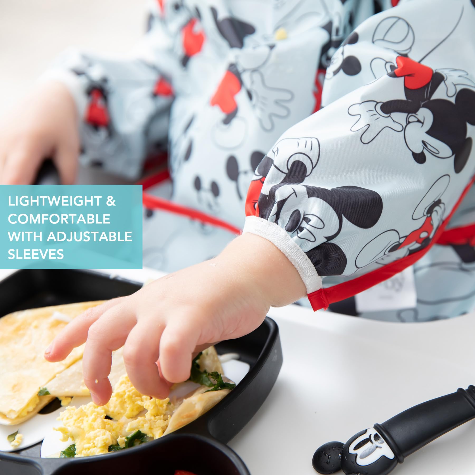 Foto 5 pulgar | Babero con Mangas Impermeable Mickey Mouse para Bebés - Venta Internacional