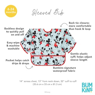 Foto 5 | Babero con Mangas Impermeable Mickey Mouse para Bebés - Venta Internacional