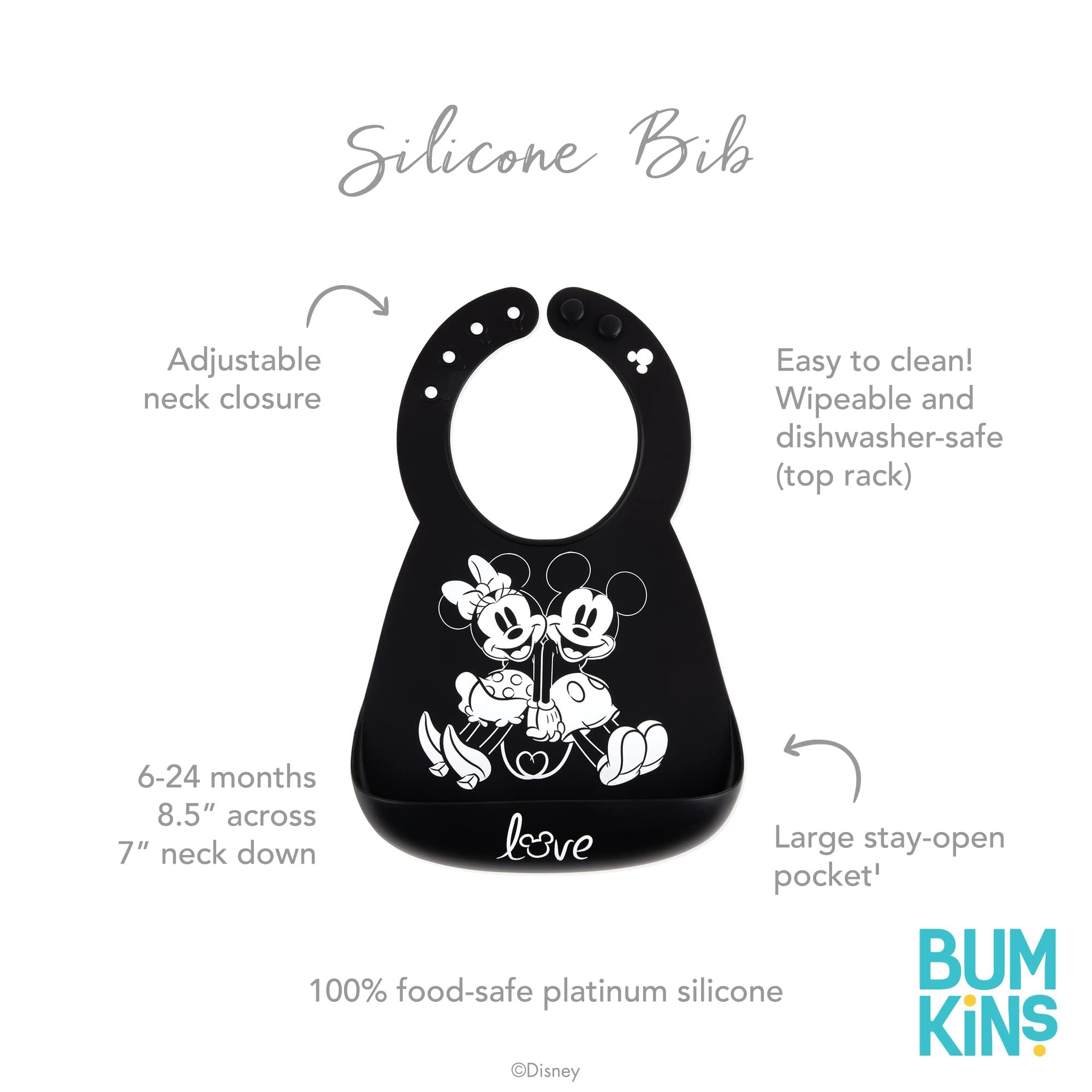Foto 5 pulgar | Babero Bumkins con Bolsillo de Silicona Mickey Minnie - Venta Internacional