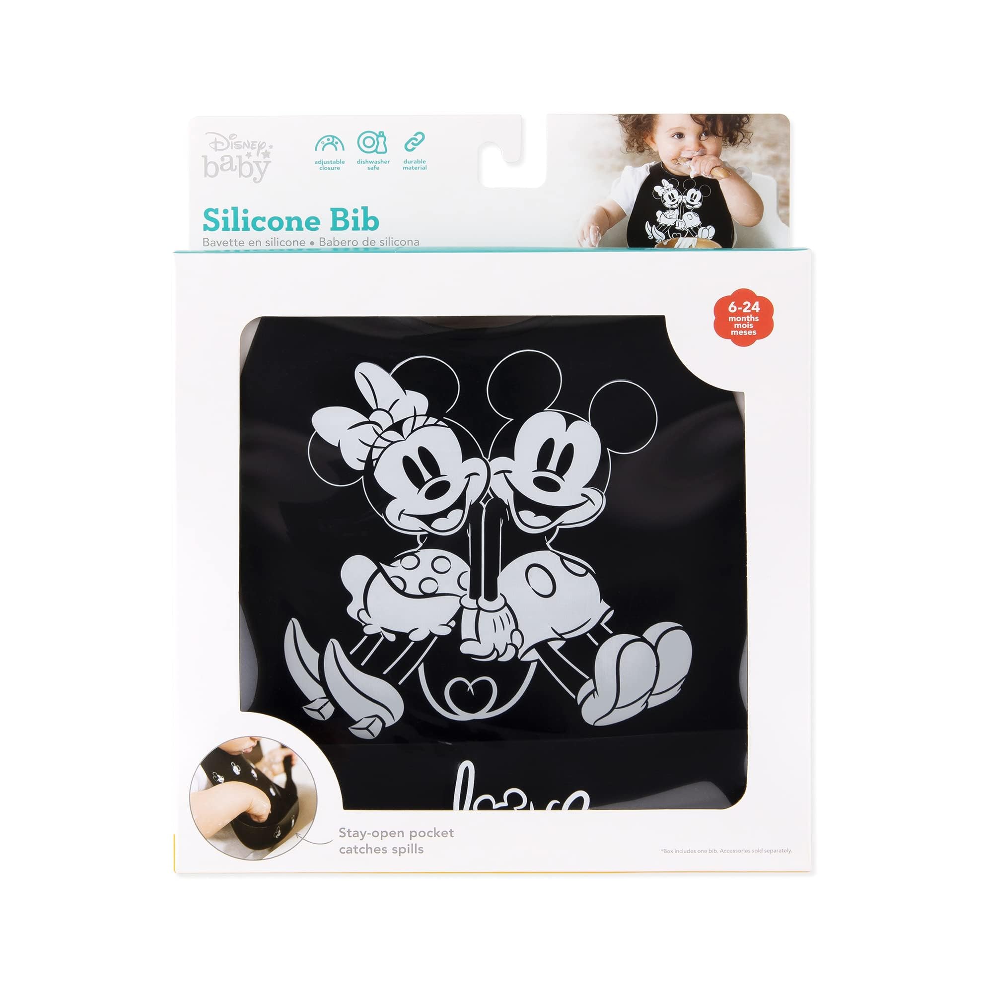 Foto 6 pulgar | Babero Bumkins con Bolsillo de Silicona Mickey Minnie - Venta Internacional