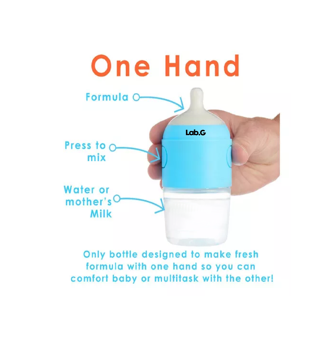 Foto 4 pulgar | Biberón Anticólico Lab.g Para Mezclar Fórmula 9oz/260ml 3pz Azul