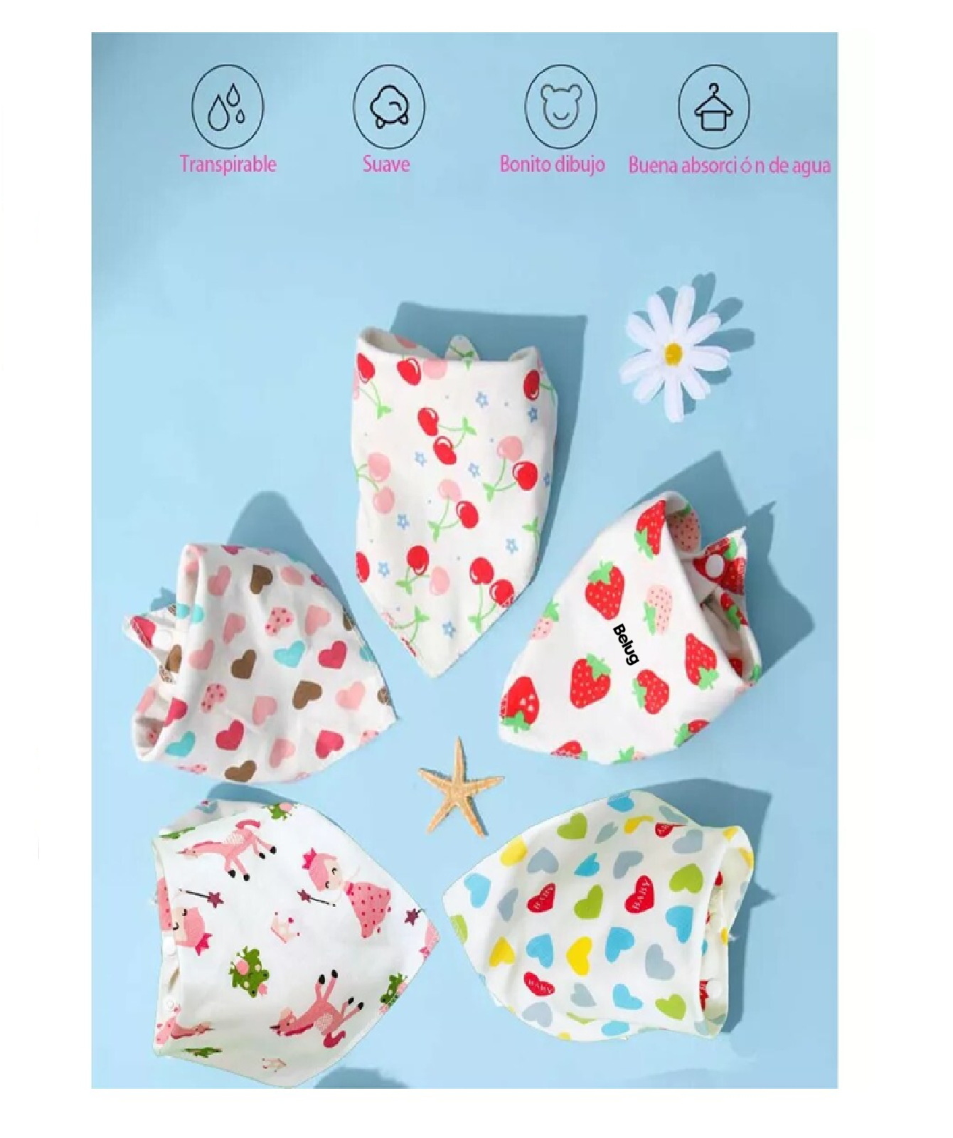 Foto 3 pulgar | Baberos para Bebé Niña Belug 15 Piezas