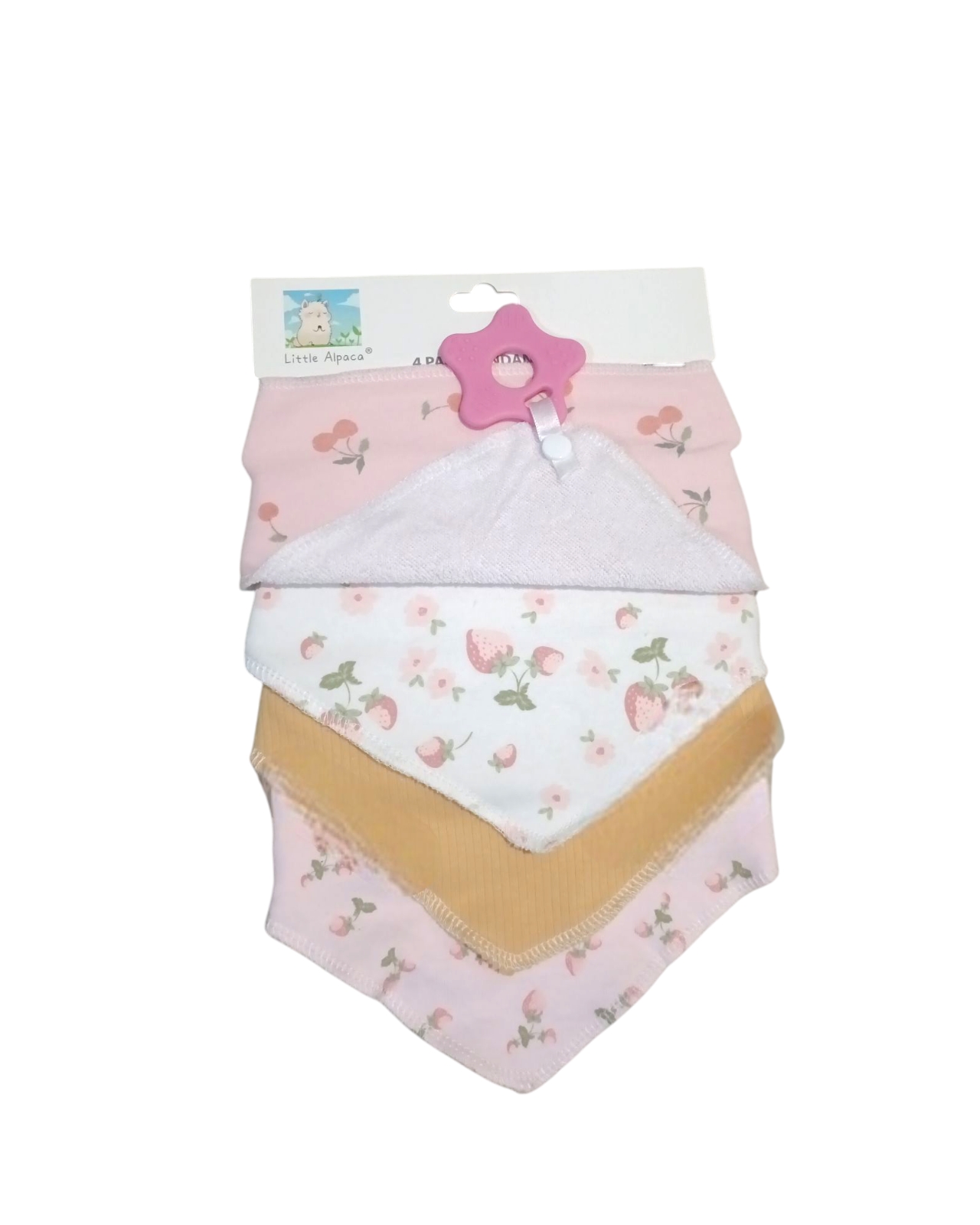 Foto 2 | Bandanas 4 Piezas Baby Room, Una Con Mordedera, Diseño Flores, Frutas Y Mariposas En Tonos Rosas, Una Lisa En Am