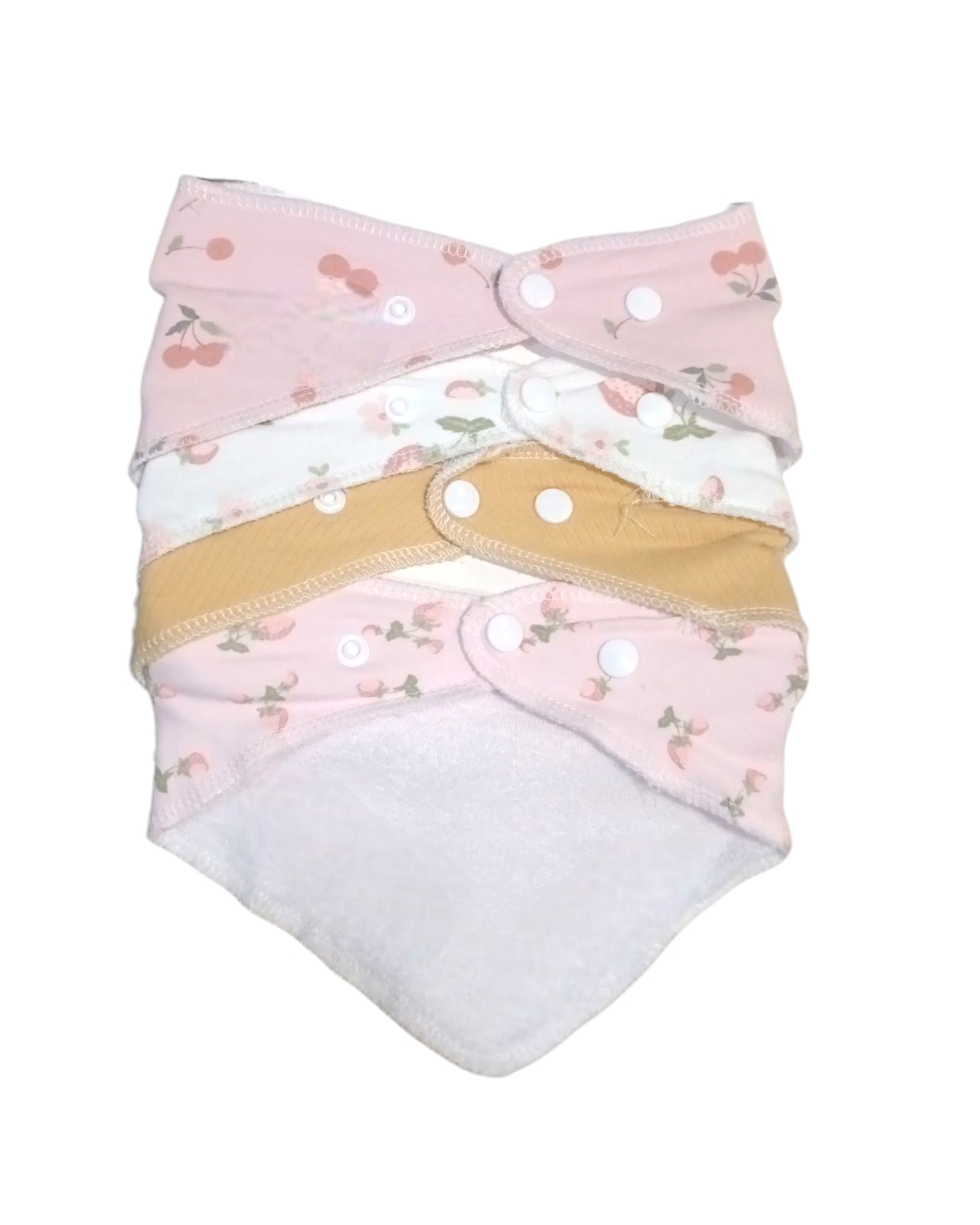 Foto 4 pulgar | Bandanas 4 Piezas Baby Room, Una Con Mordedera, Diseño Flores, Frutas Y Mariposas En Tonos Rosas, Una Lisa En Am