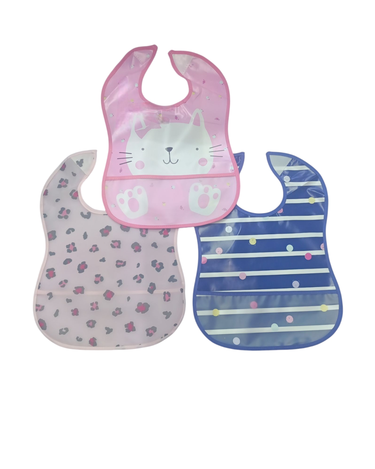 Foto 2 pulgar | Set de 3 Baberos Baby Room de Plástico Suave y Flexible con Bolsa Atrapa Moronas Diferentes Diseños y Colores