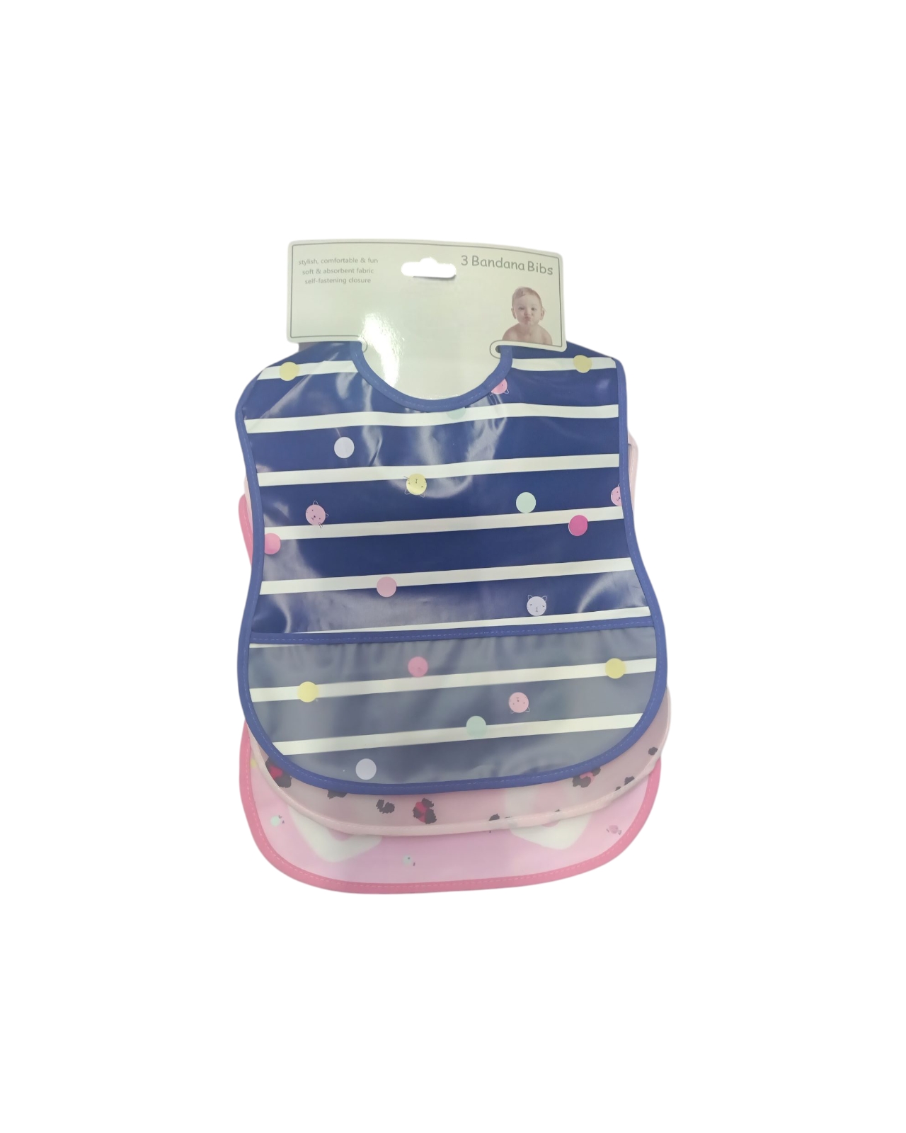 Foto 3 pulgar | Set de 3 Baberos Baby Room de Plástico Suave y Flexible con Bolsa Atrapa Moronas Diferentes Diseños y Colores