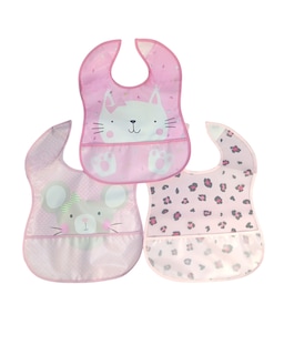 Foto 1 | Set de 3 Baberos Baby Room de Plástico Suave y Flexible con Bolsa Atrapa Moronas Diferentes Diseños y Colores
