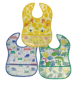 Foto 1 | Set de 3 Baberos Baby Room de Plástico Suave y Flexible con Bolsa Atrapa Moronas Diferentes Diseños y Colores
