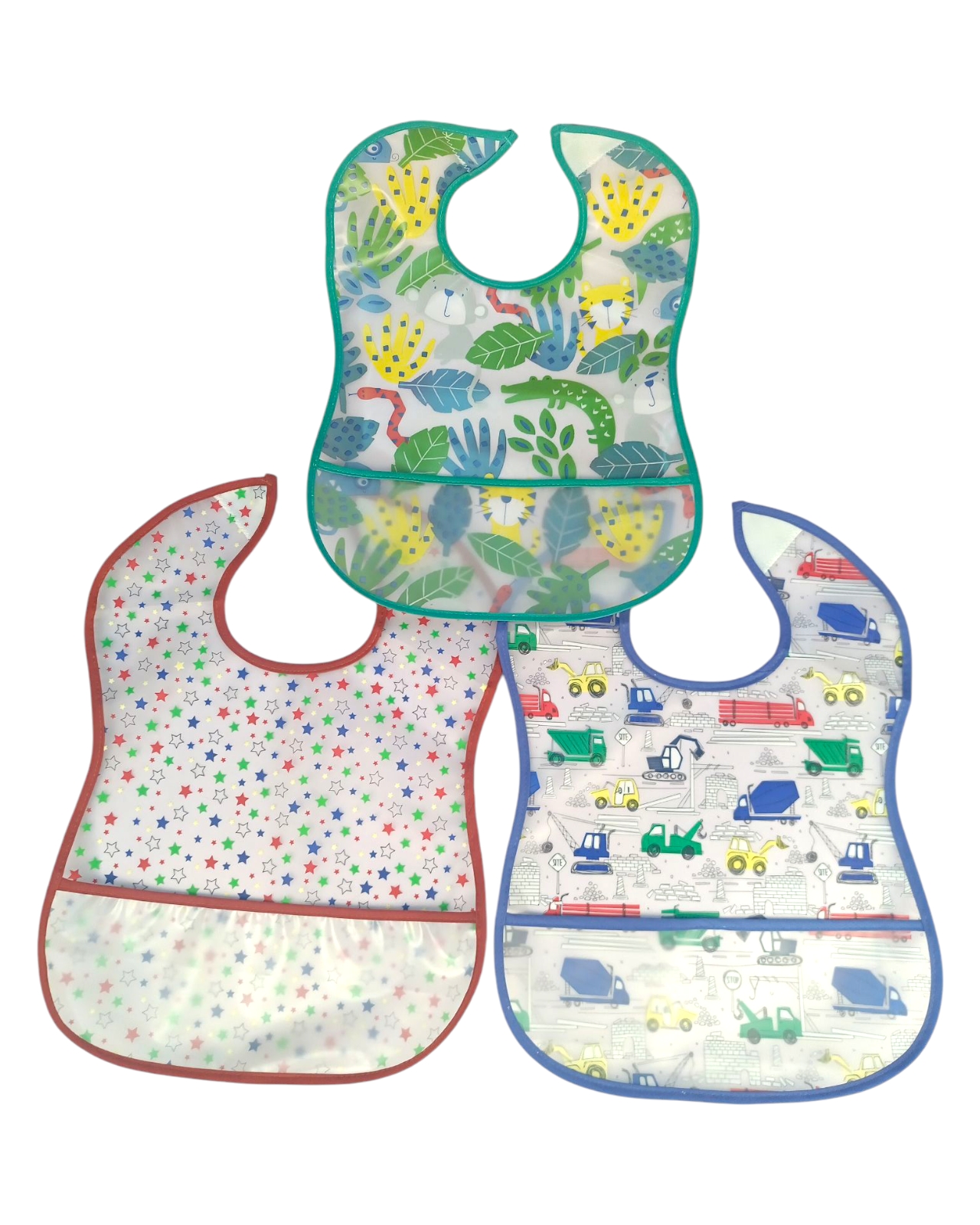 Foto 1 | Set de 3 Baberos Baby Room de Plástico Suave y Flexible con Bolsa Atrapa Moronas Diferentes Diseños y Colores
