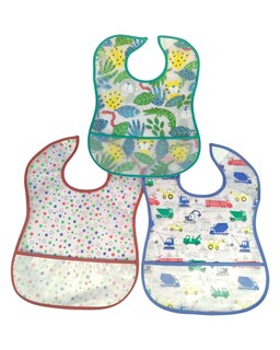 Foto 1 | Set de 3 Baberos Baby Room de Plástico Suave y Flexible con Bolsa Atrapa Moronas Diferentes Diseños y Colores