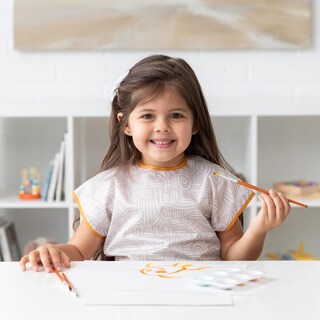 Foto 4 | Babero Impermeable De Manga Corta Smock Bumkins De 3 A 7 Años, Color Beige Bohemio - Venta Internacional.