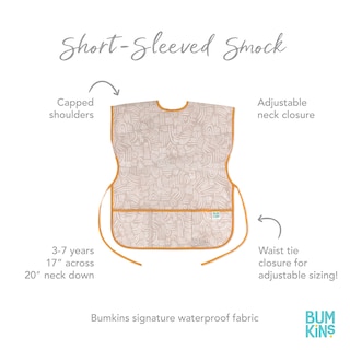 Foto 5 | Babero Impermeable De Manga Corta Smock Bumkins De 3 A 7 Años, Color Beige Bohemio - Venta Internacional.