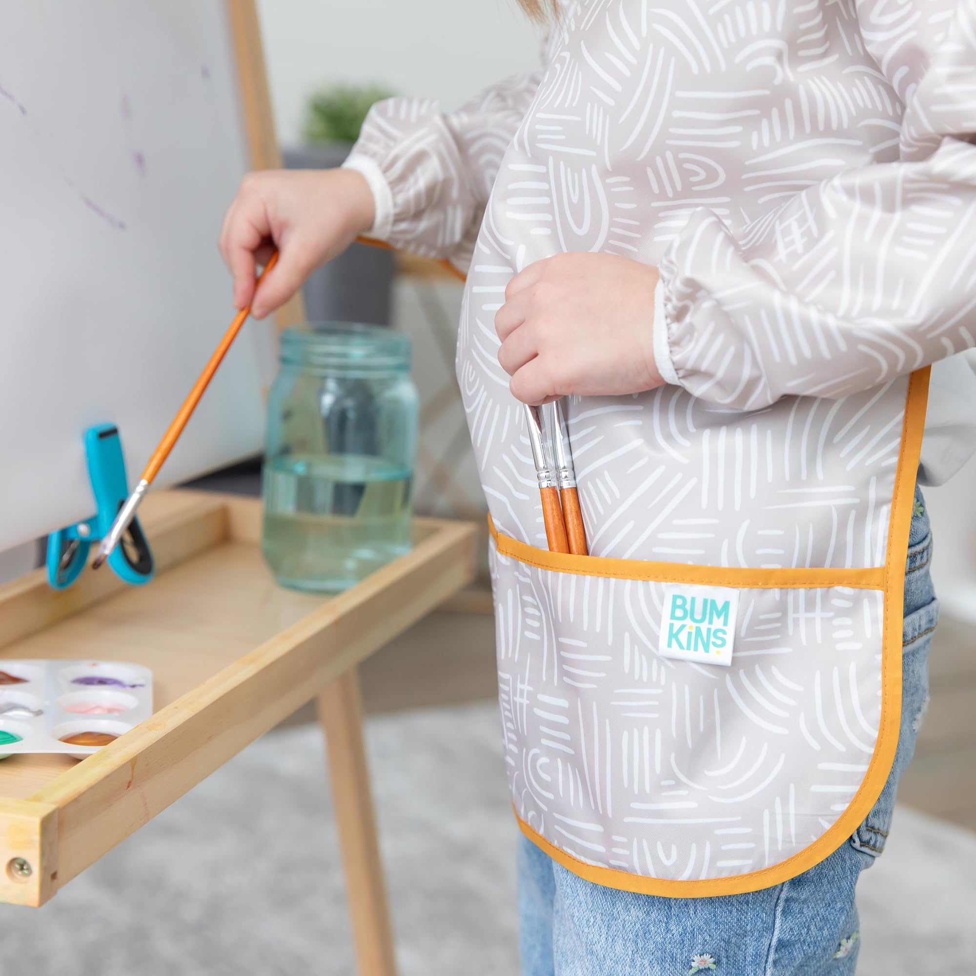 Foto 5 pulgar | Babero Impermeable Con Mangas Smock Bumkins Para Niños De 3 A 5 Años, Color Beige - Venta Internacional.
