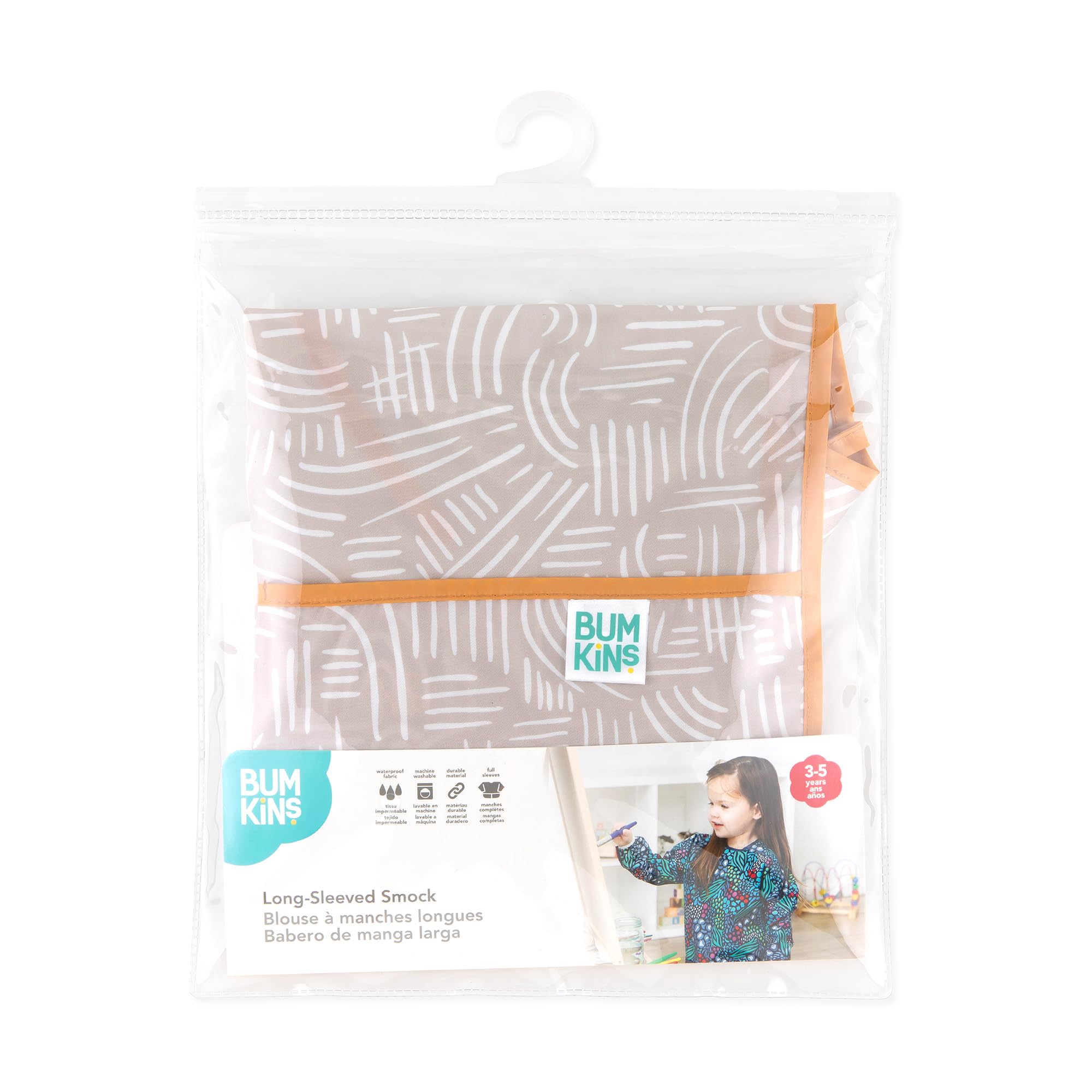 Foto 7 pulgar | Babero Impermeable Con Mangas Smock Bumkins Para Niños De 3 A 5 Años, Color Beige - Venta Internacional.