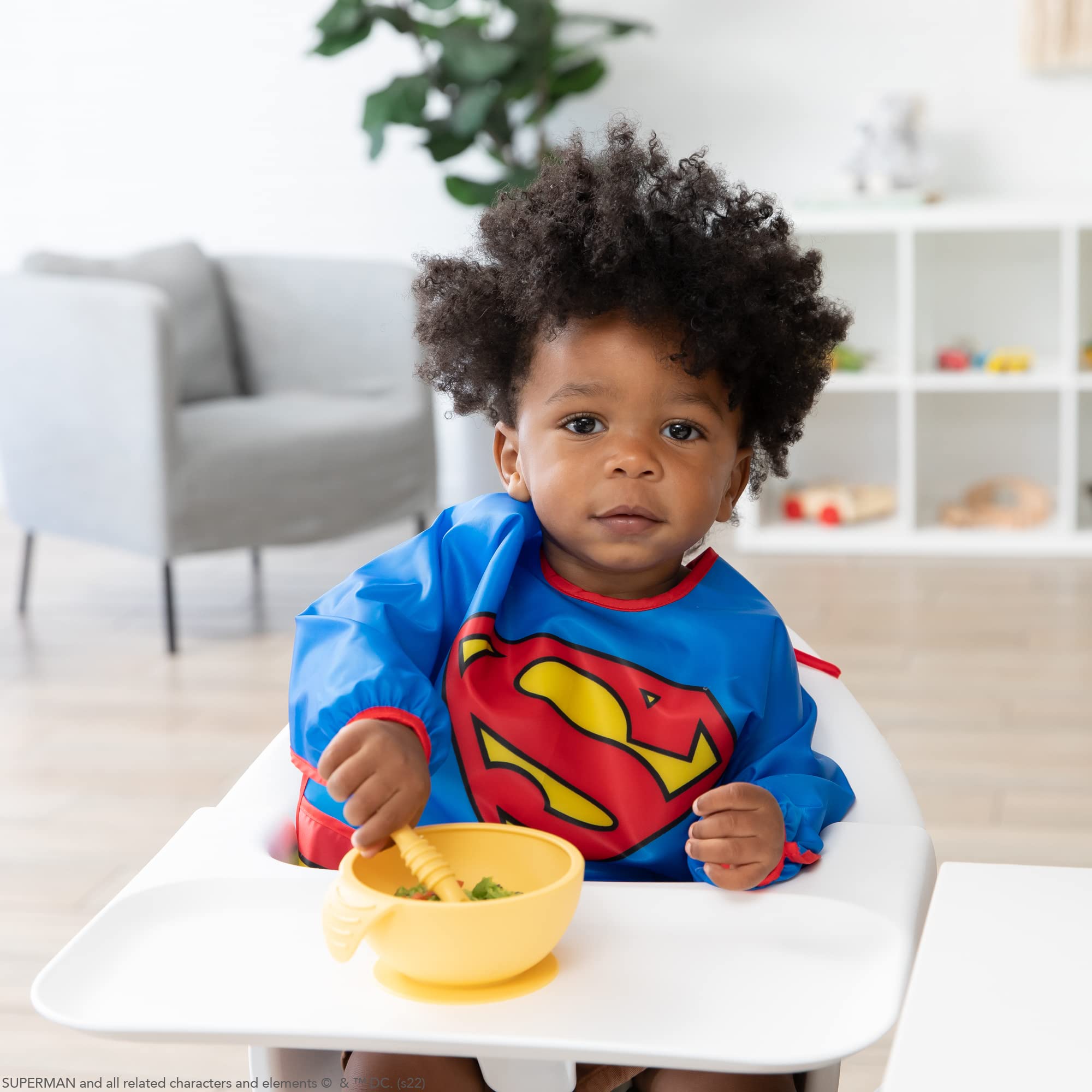 Foto 3 pulgar | Babero Con Mangas Superman Para Bebés Y Niños Pequeños De 6 A 24 Meses - Venta Internacional.