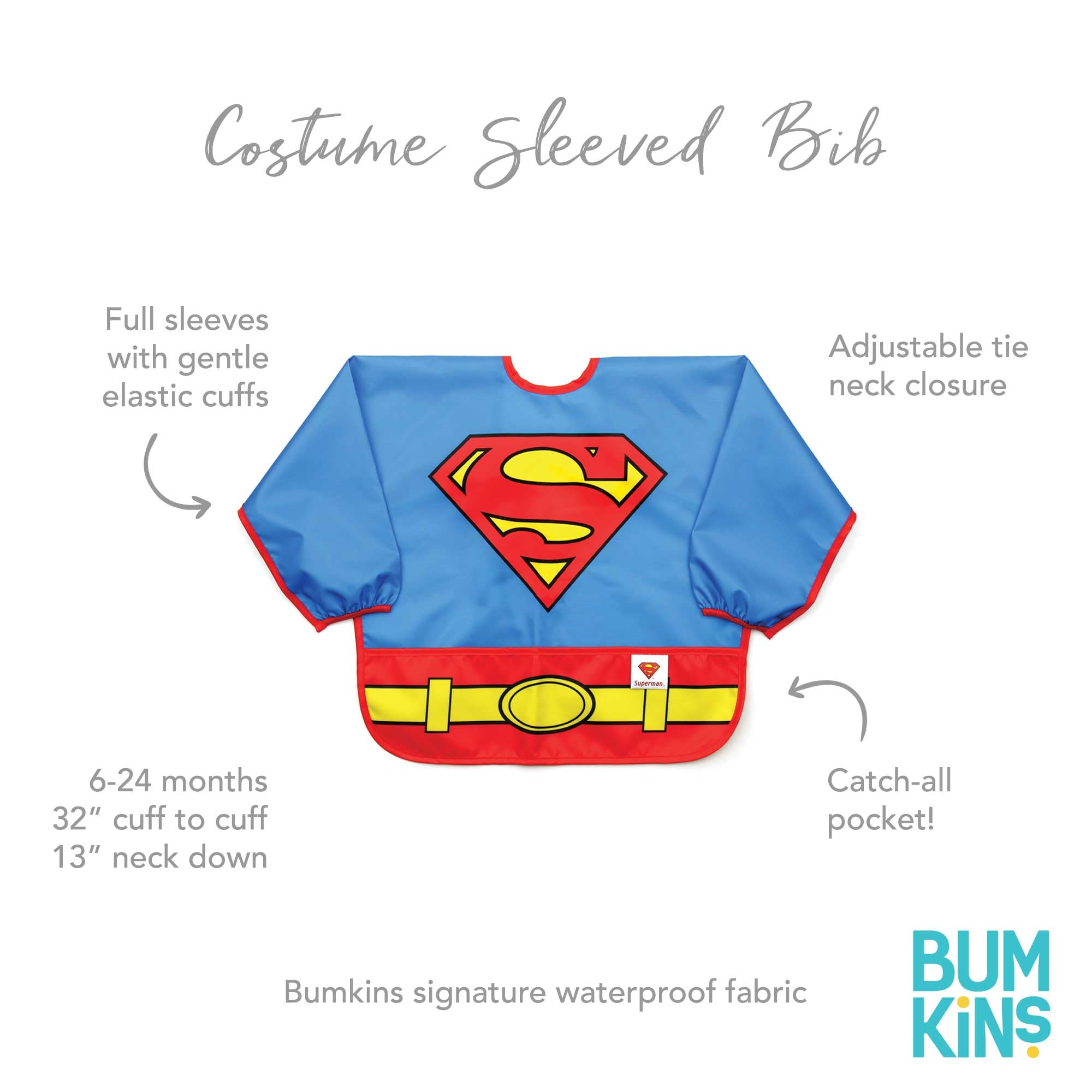 Foto 4 | Babero Con Mangas Superman Para Bebés Y Niños Pequeños De 6 A 24 Meses - Venta Internacional.
