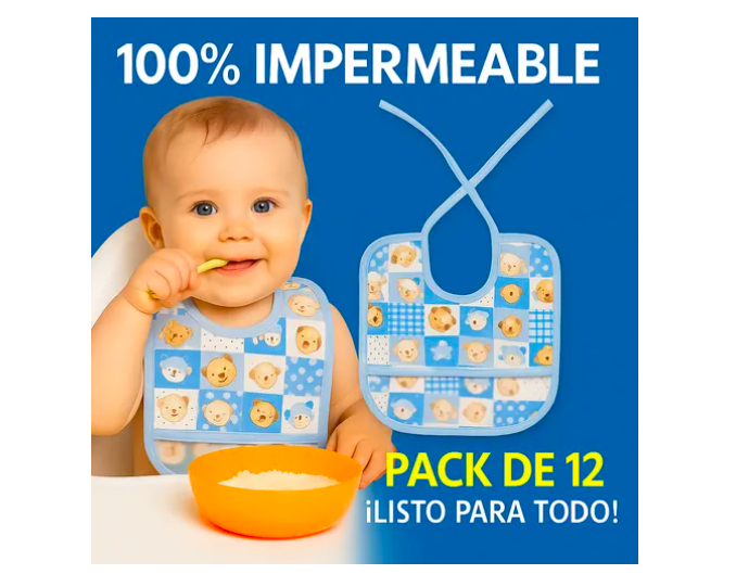 Foto 5 pulgar | 12 Xtellar Piezas Baberos Para Bebe Tela Frente Impermeables Atras
