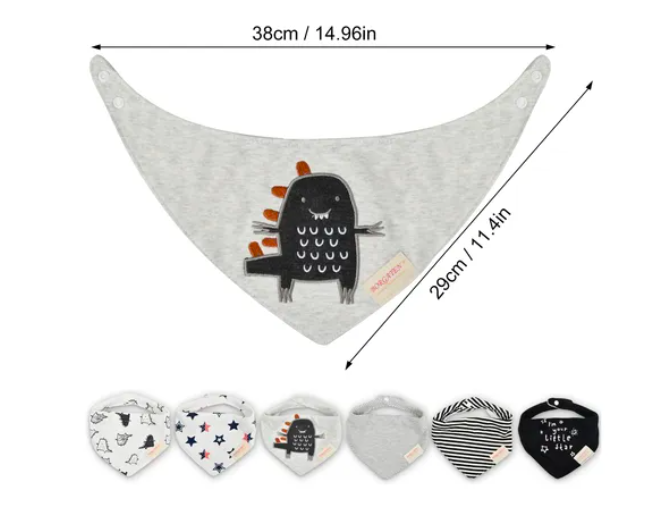 Foto 3 pulgar | Babero Xtellar Para Bebé Recién Nacido Bandana Unisex, 6pcs