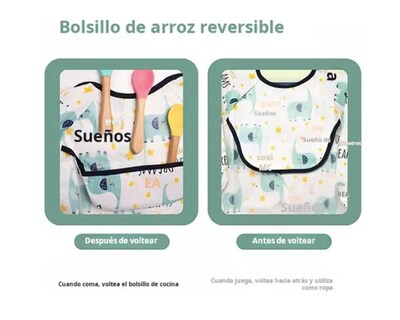 Foto 2 | Baberos Xtellar De Bebé De Manga Larga de Algodón Impermeable 2 Piezas