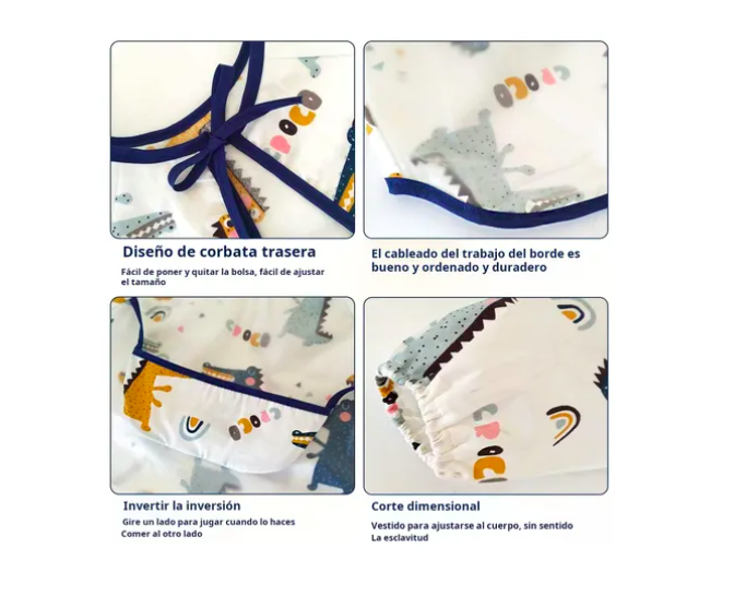 Foto 4 | Baberos Xtellar De Bebé De Manga Larga de Algodón Impermeable 2 Piezas