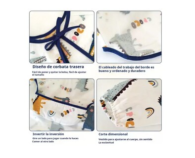 Foto 4 | Baberos Xtellar De Bebé De Manga Larga de Algodón Impermeable 2 Piezas