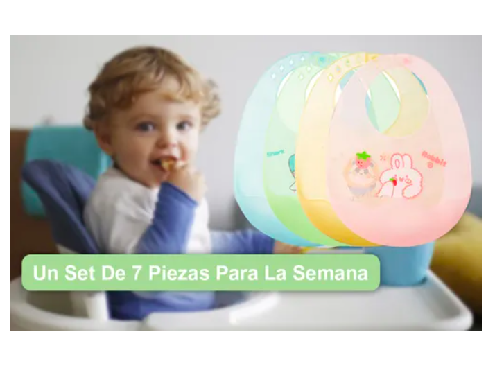 Foto 4 pulgar | 7 Pzs Xtellar Babero De Silicon Impermeable Sin Olor Para Bebé