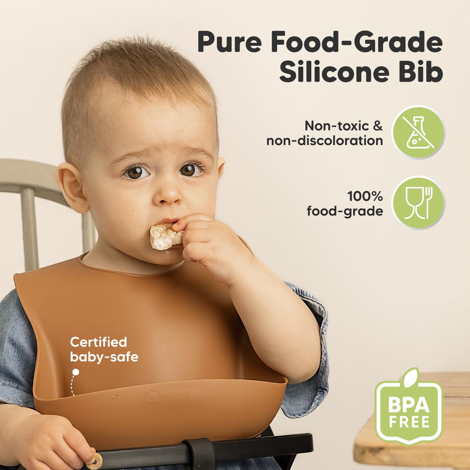 Foto 3 pulgar | Baberos de Silicona Keababies Resistentes 2 Pack  - Venta Internacional