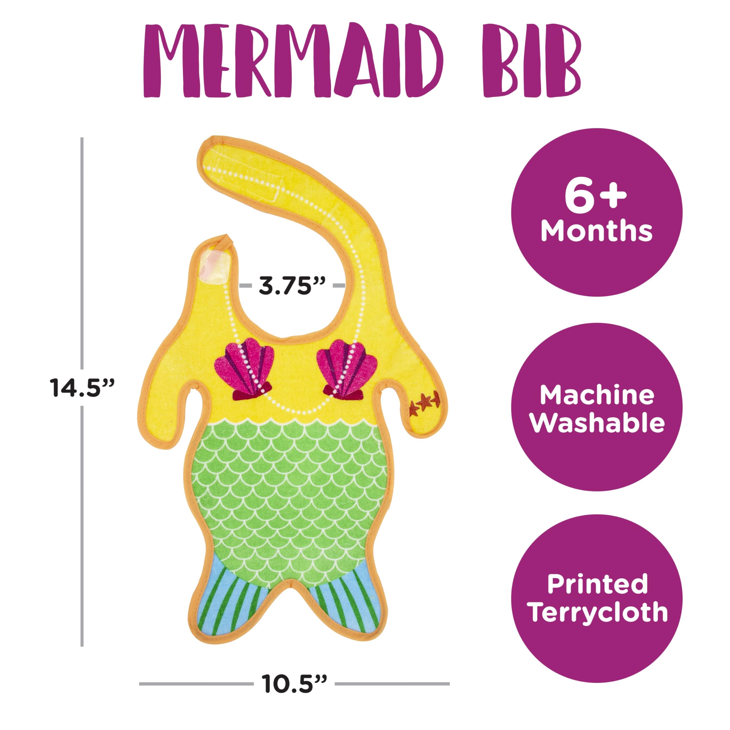Foto 3 pulgar | Babero Gamago De Felpa Con Forma De Sirena Para Bebés De 6 Meses O Más  Unisex - Venta Internacional.