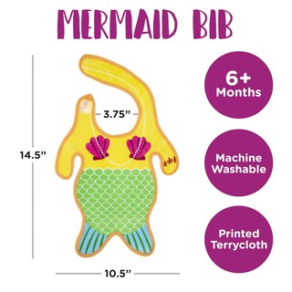 Foto 2 | Babero Gamago De Felpa Con Forma De Sirena Para Bebés De 6 Meses O Más Unisex - Venta Internacional.