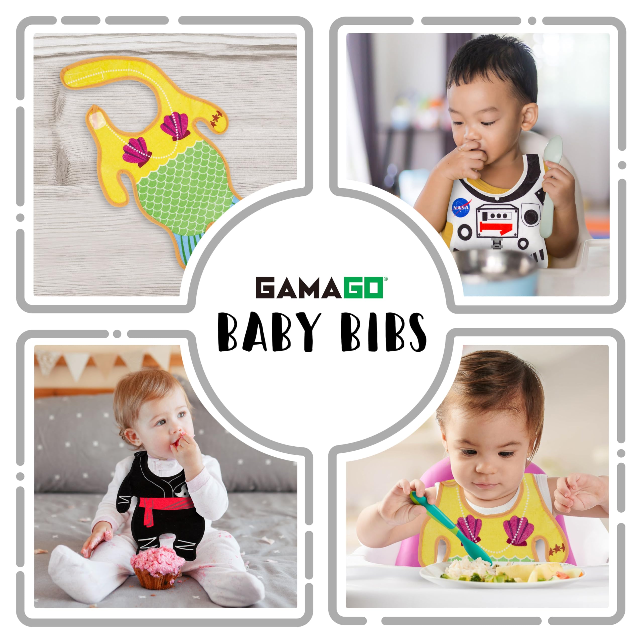 Foto 6 pulgar | Babero Gamago De Felpa Con Forma De Sirena Para Bebés De 6 Meses O Más  Unisex - Venta Internacional.