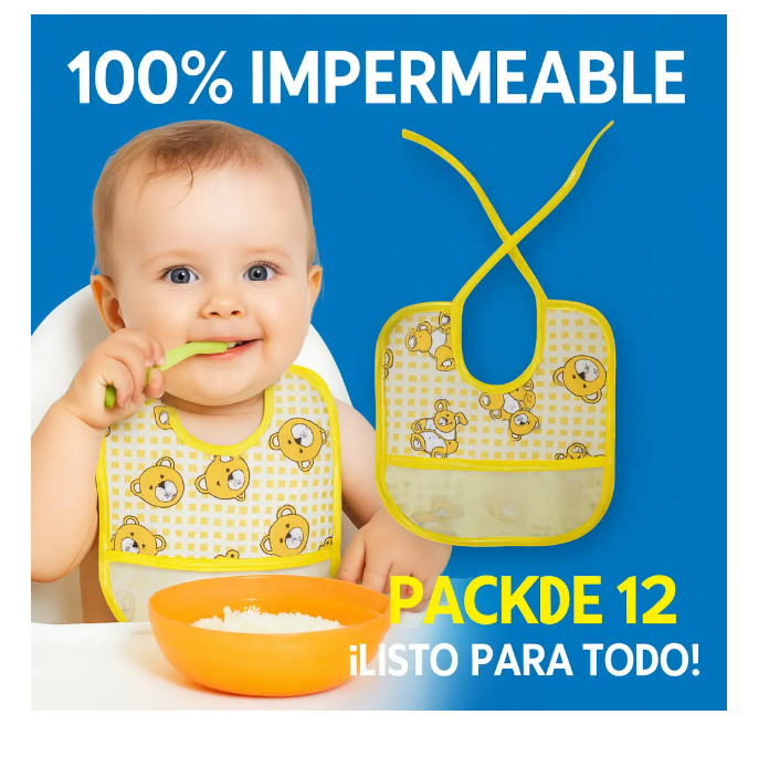Foto 3 pulgar | 12 Piezas Baberos Para Bebe Tela Frente Impermeables Atras