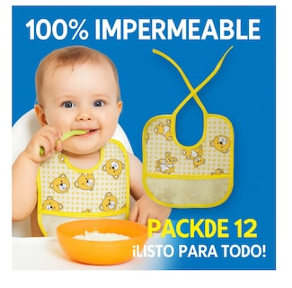 Foto 2 | 12 Piezas Baberos Para Bebe Tela Frente Impermeables Atras