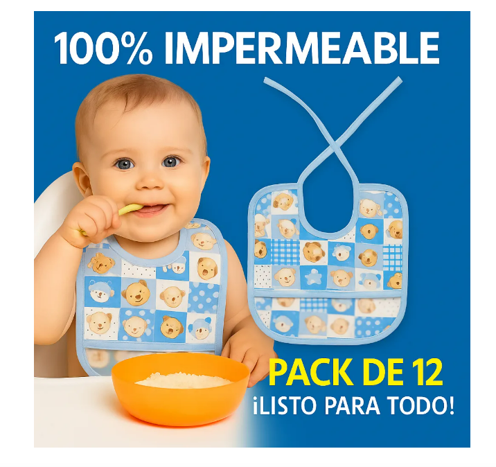 Foto 4 pulgar | 12 Piezas Baberos Para Bebe Tela Frente Impermeables Atras
