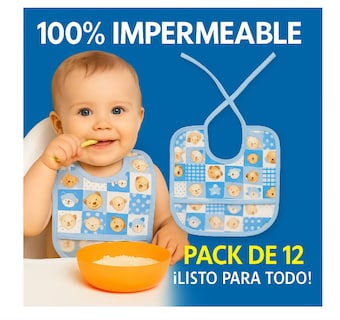 Foto 3 | 12 Piezas Baberos Para Bebe Tela Frente Impermeables Atras