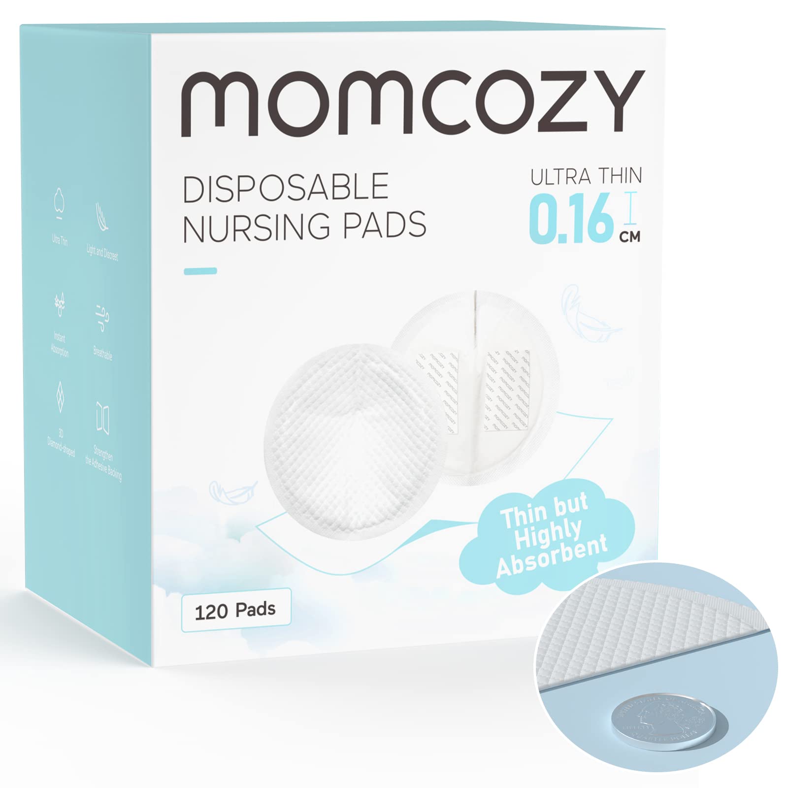 Almohadillas De Lactancia Desechables Momcozy Ultrafinas, 120 Unidades - Venta Internacional.