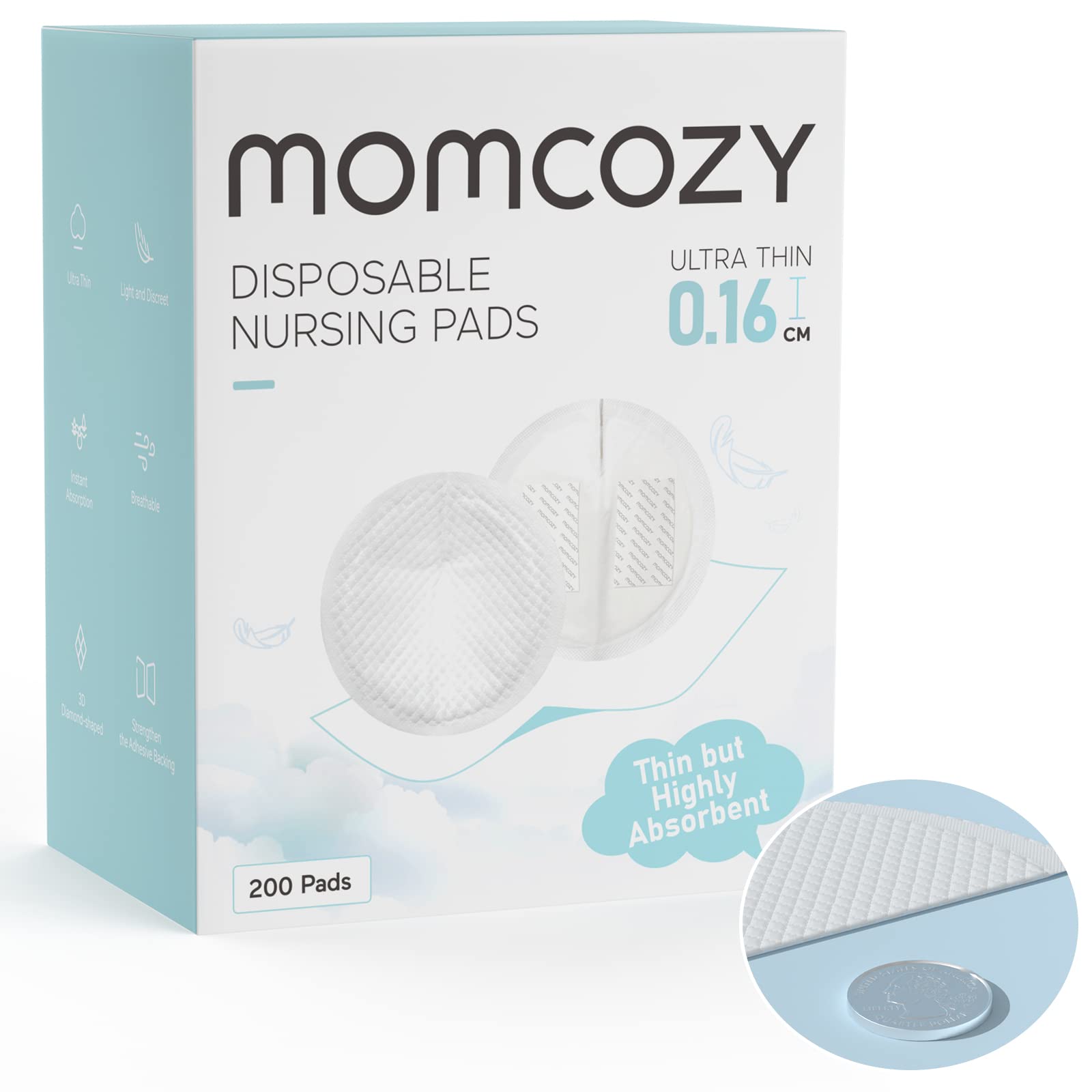 Almohadillas De Lactancia Desechables Momcozy Ultrafinas, 200 Unidades - Venta Internacional.