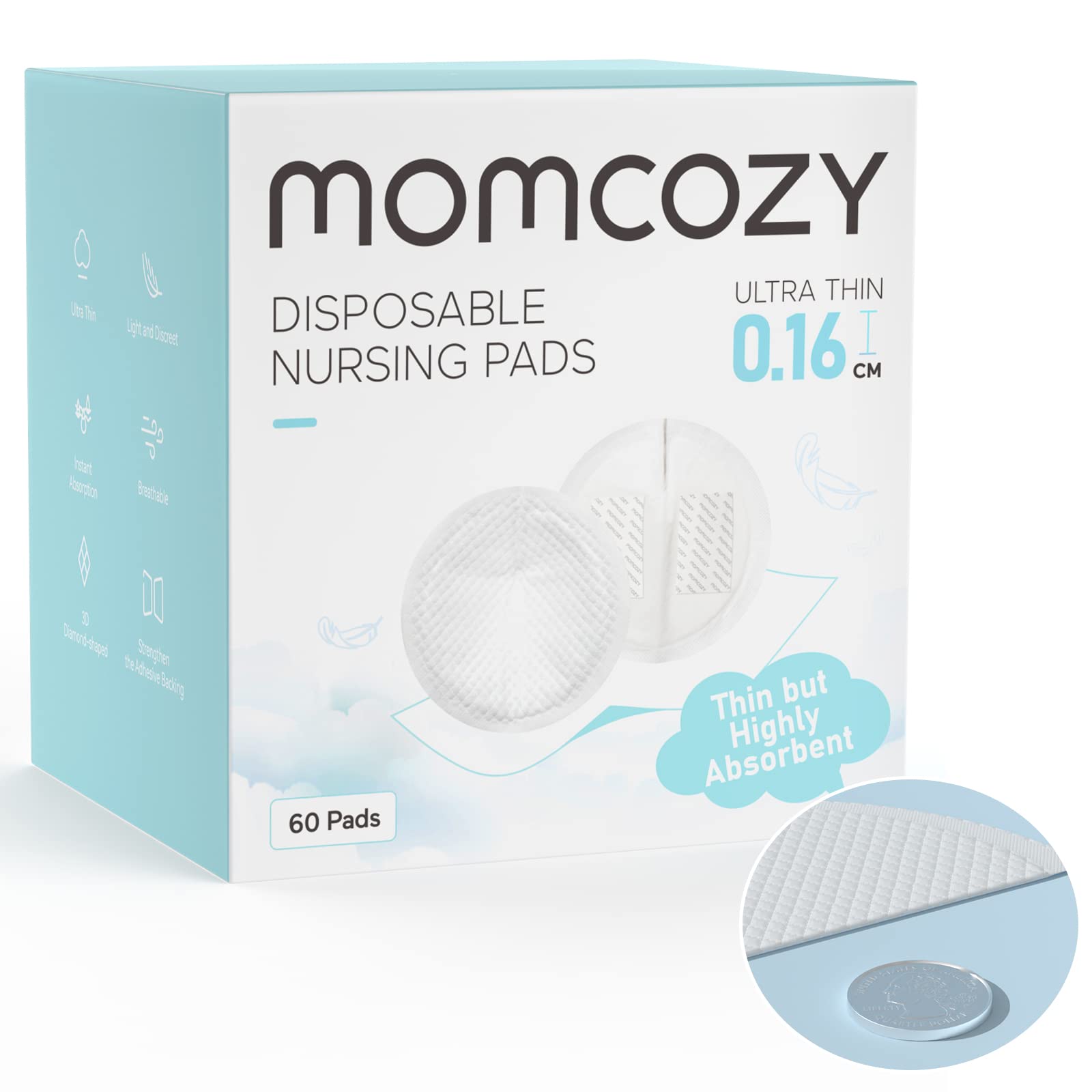Foto 2 pulgar | Almohadillas De Lactancia Desechables Momcozy Ultrafinas, 60 Unidades - Venta Internacional.