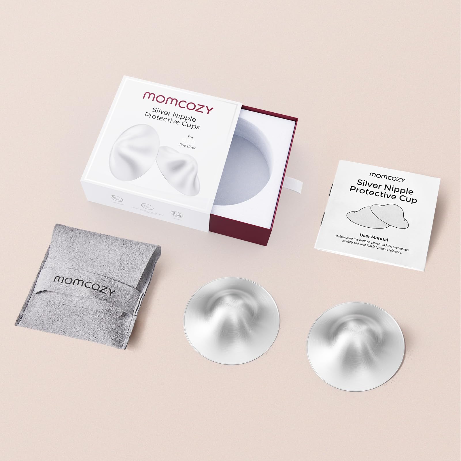 Foto 8 pulgar | Copas De Lactancia Plateadas Momcozy 999 Silver Pniple Shield Xxl - Venta Internacional.