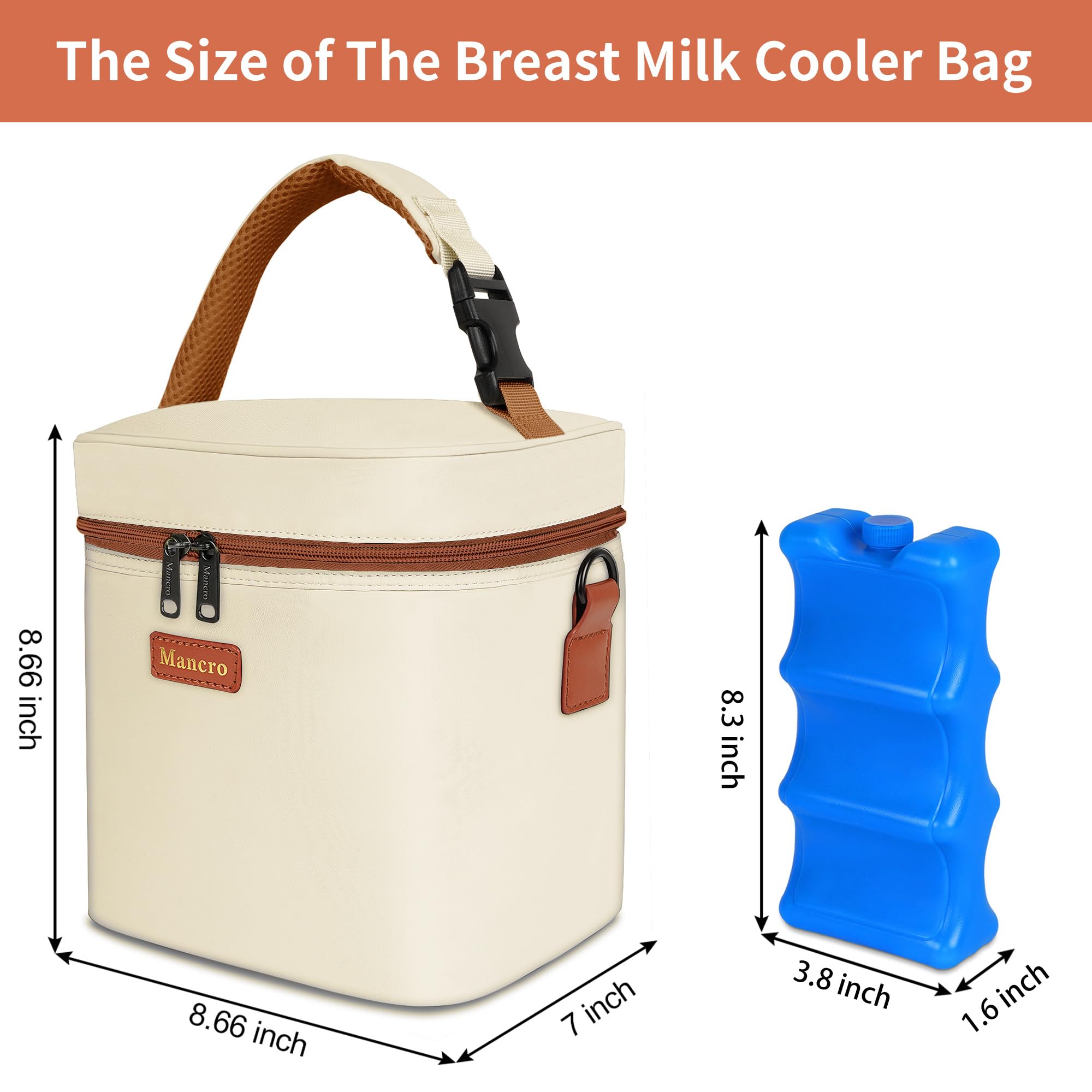 Foto 2 | Bolsa Enfriadora De Leche Materna Mancro Con Bolsa De Hielo De 8,5 L, Color Beige - Venta Internacional.