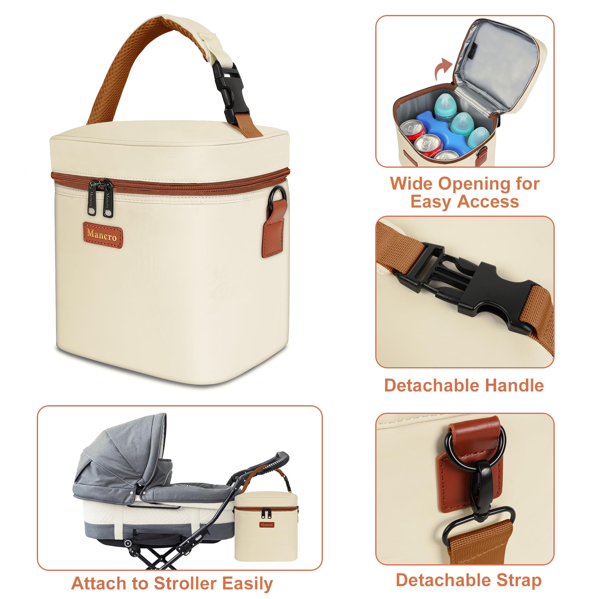 Foto 6 pulgar | Bolsa Enfriadora De Leche Materna Mancro Con Bolsa De Hielo De 8,5 L, Color Beige - Venta Internacional.