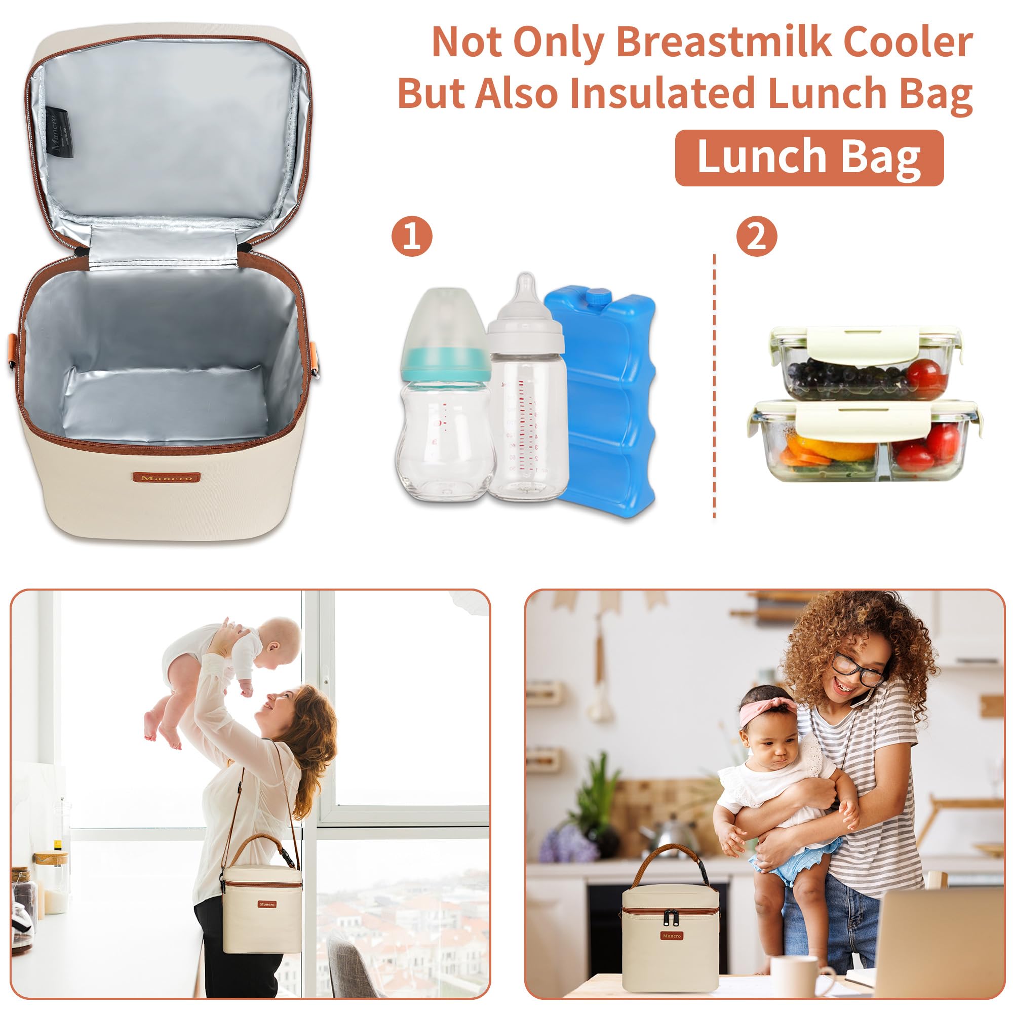 Foto 7 pulgar | Bolsa Enfriadora De Leche Materna Mancro Con Bolsa De Hielo De 8,5 L, Color Beige - Venta Internacional.