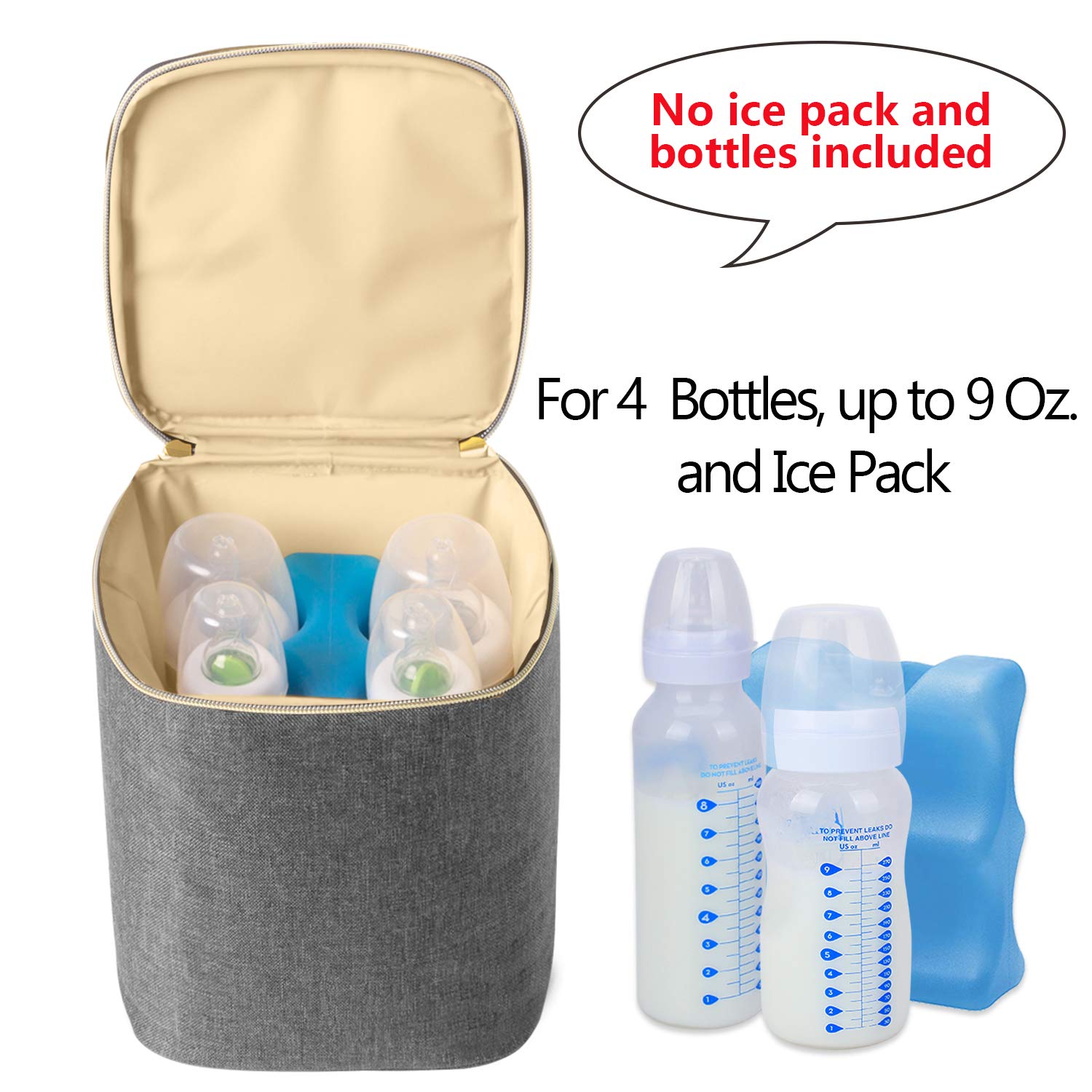 Foto 4 pulgar | Bolsa Térmica Para Leche Materna Teamoy Para 4 Biberones De Hasta 270 Ml, Color Gris - Venta Internacional.