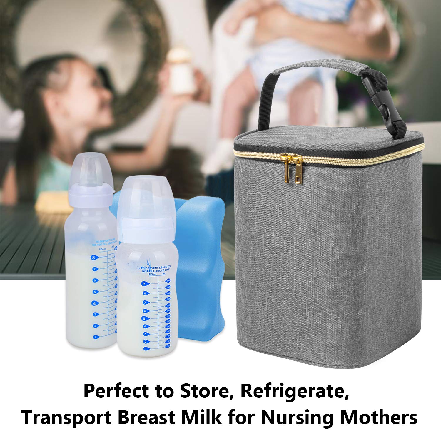 Foto 8 pulgar | Bolsa Térmica Para Leche Materna Teamoy Para 4 Biberones De Hasta 270 Ml, Color Gris - Venta Internacional.